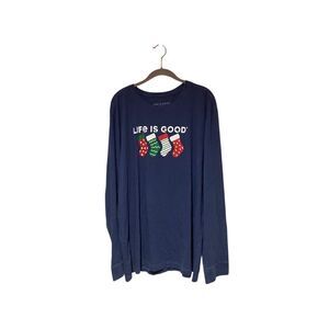 Life is good Christmas holiday stocking, long sleeve, men’s shirt, size XL